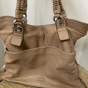 Vince Camuto Cashmere Leather Woven-Handle Tote with Dust Bag